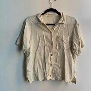 Vintage Linen Cream Pearl Button Top